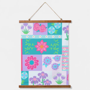 Lebendiges blühendes Blumen-Design Wandteppich Mit Holzrahmen