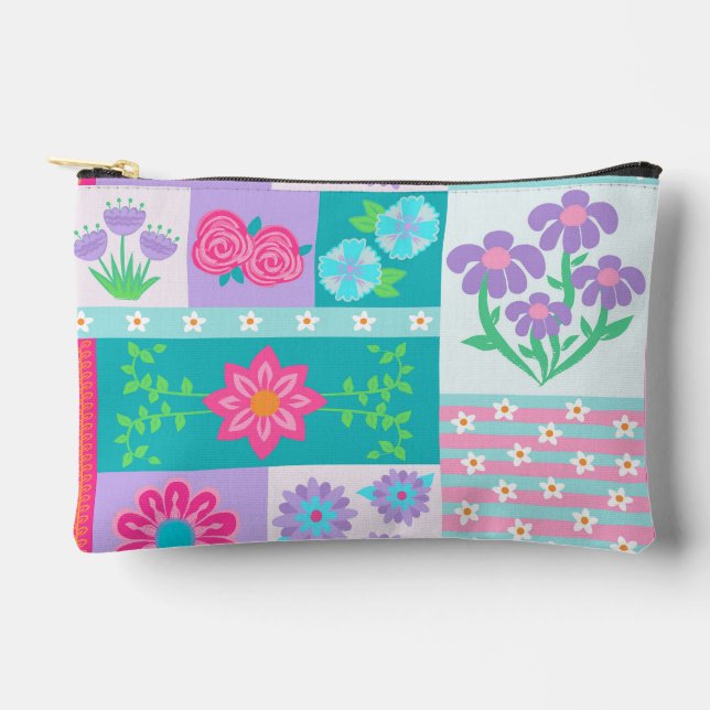 Lebendiges blühendes Blumen-Design Zubehörtasche (Vorderseite)