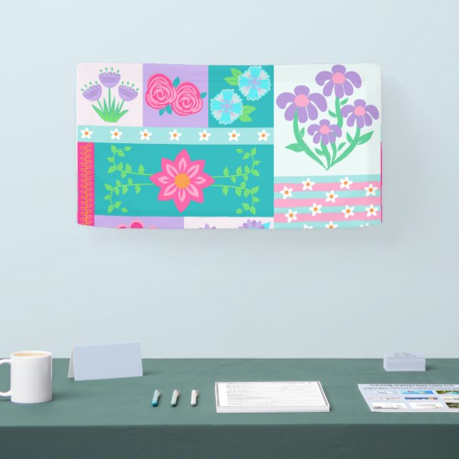 Lebendiges blühendes Blumendesign Banner (Messe)