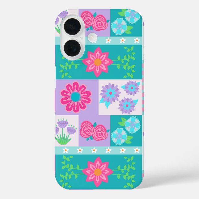 Lebendiges blühendes Blumendesign Case-Mate iPhone Hülle (Rückseite)