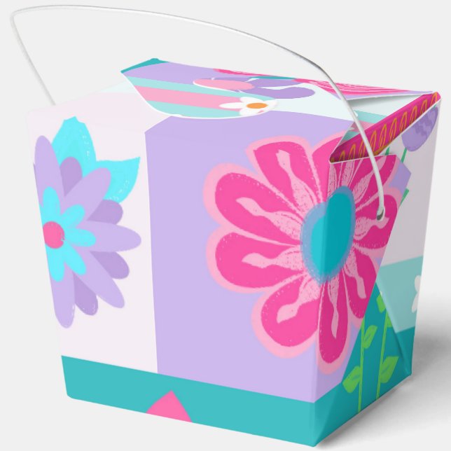 Lebendiges blühendes Blumendesign Geschenkschachtel (Rückseite)
