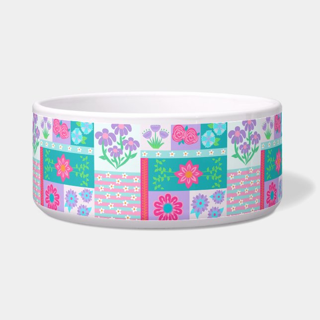Lebendiges blühendes Blumendesign Napf (Vorderseite)