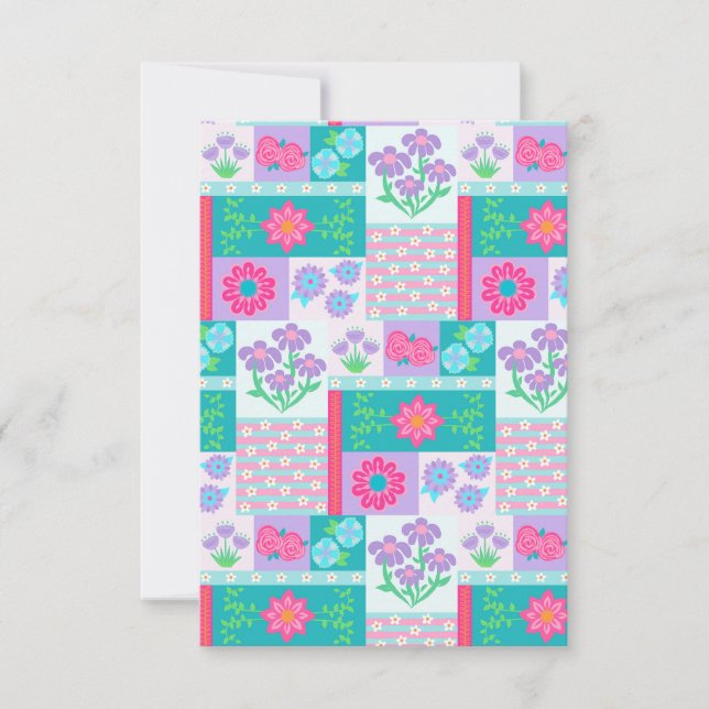 Lebendiges blühendes Blumendesign RSVP Karte (Vorderseite)