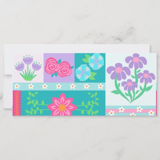 Lebendiges blühendes Blumendesign Save The Date (Vorderseite)