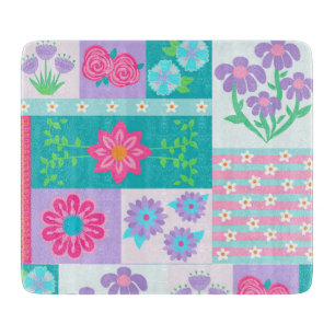 Lebendiges blühendes Blumendesign Schneidebrett