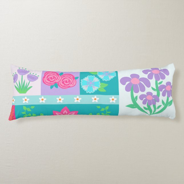 Lebendiges blühendes Blumendesign Seitenschläferkissen (Vorderseite)
