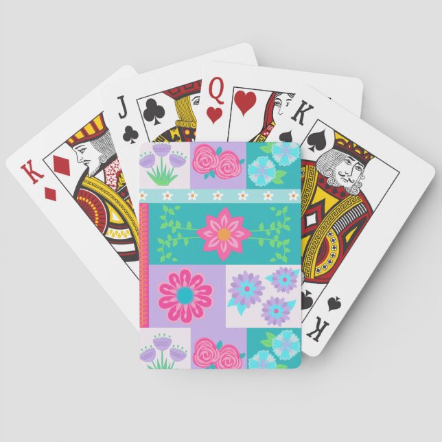 Lebendiges blühendes Blumendesign Spielkarten (Rückseite)