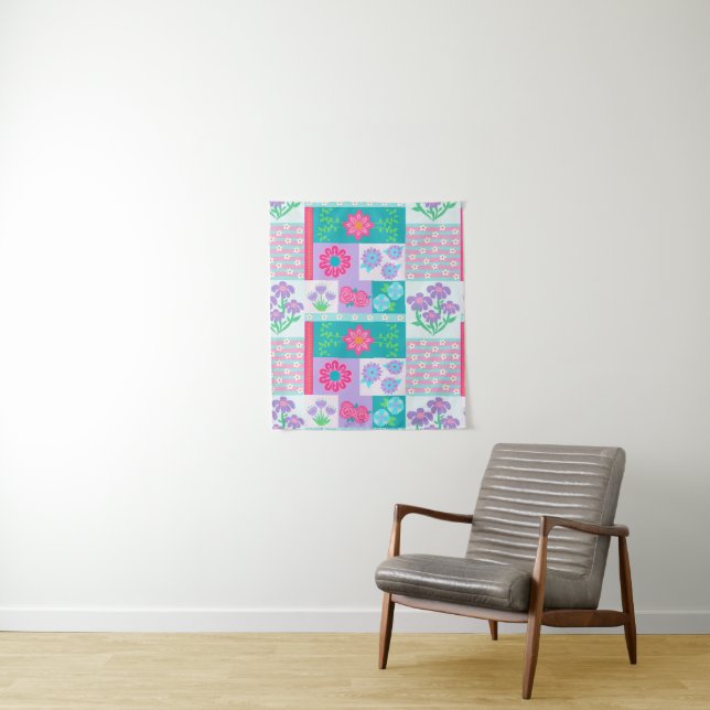 Lebendiges blühendes Blumendesign Wandteppich (Beispiel)