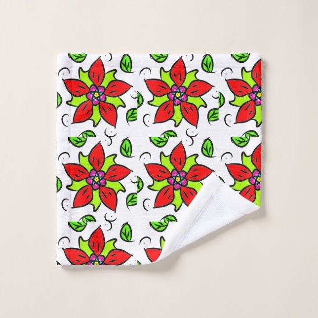 Lebendiges Blumendesign Badhandtuch Set (Waschlappen)