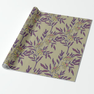 Lebendiges Blumendesign mit gelben Gänseblümchen  Geschenkpapier