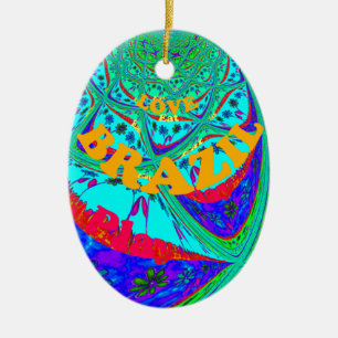Lebendiges Blumenmuster: Brasilianischer Tribut Ea Keramik Ornament