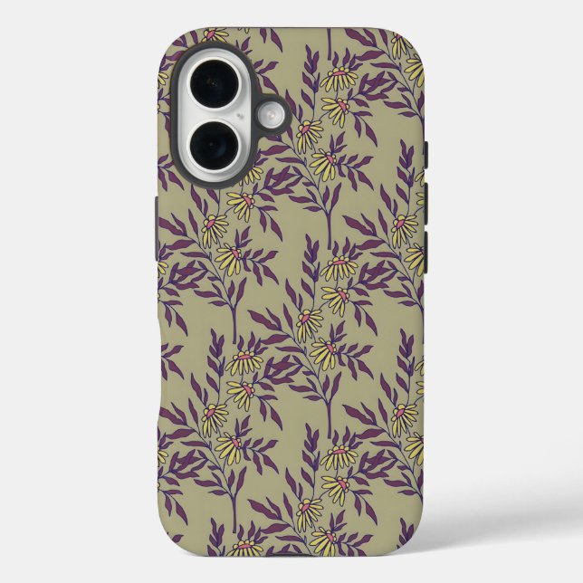 Lebendiges Blumenmuster mit gelben Gänseblümchen Case-Mate iPhone Hülle (Rückseite)