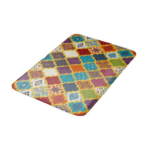Lebendiges Boho-Geometrisches Patchwork-Fliesenmus Badematte