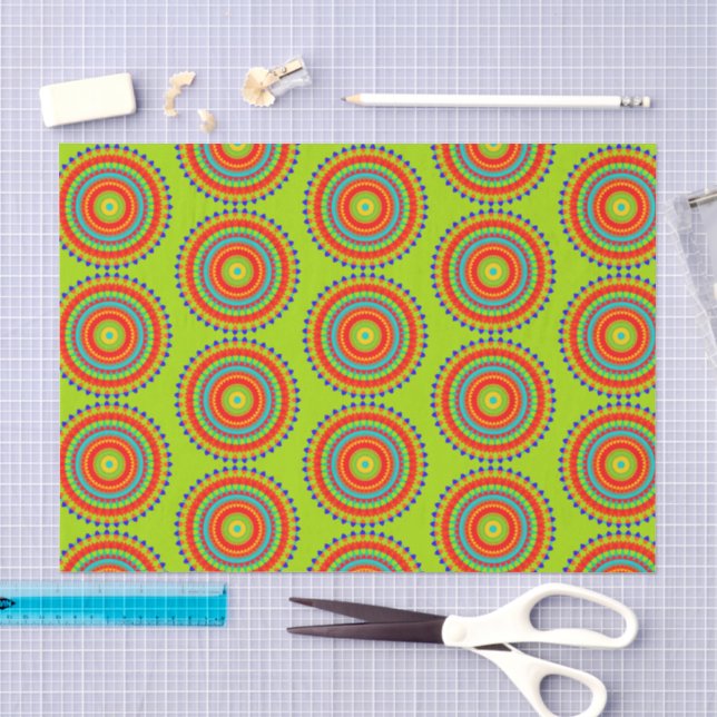 Lebendiges Boho-Konzentrisches Mandala-Muster Seidenpapier (Handwerk)