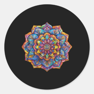 Lebendiges Boho-Mandala-Meditations-Chakra-Muster Runder Aufkleber