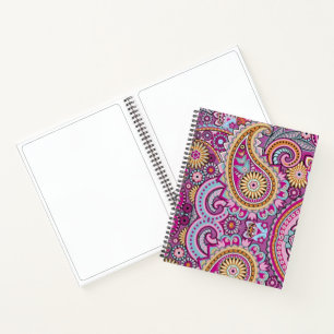 Lebendiges Boho-Paisley-Blumenmuster   Farbige Kun Notizbuch