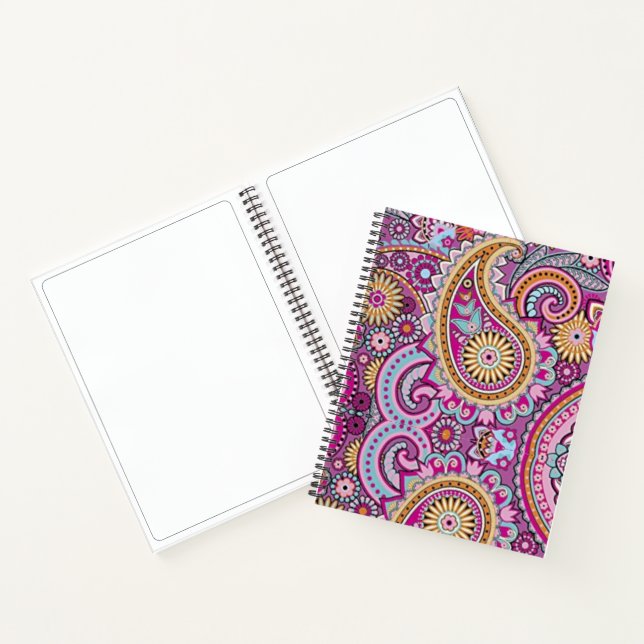 Lebendiges Boho-Paisley-Blumenmuster | Farbige Kun Notizbuch (Innenseite)