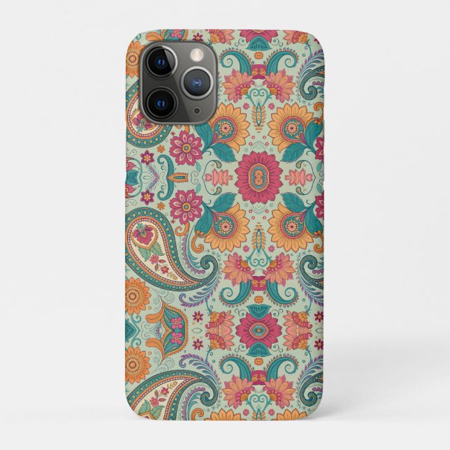 Lebendiges Boho-Paisley hellgrünes Blumenmuster   Case-Mate iPhone Hülle (Rückseite)