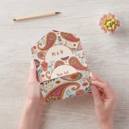 Lebendiges Boho-Paisley-Weiß-Blumenmuster All In One Einladung