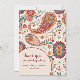 Lebendiges Boho-Paisley-Weiß-Blumenmuster Einladung