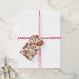 Lebendiges Boho-Paisley-Weiß-Blumenmuster Geschenkanhänger
