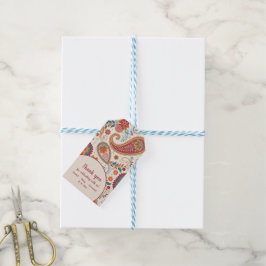 Lebendiges Boho-Paisley-Weiß-Blumenmuster Geschenkanhänger