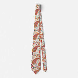 Lebendiges Boho-Paisley weißes Blumenmuster Krawatte