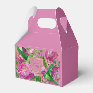 Lebendiges Botanisches Rosa und Grün Geschenkschachtel