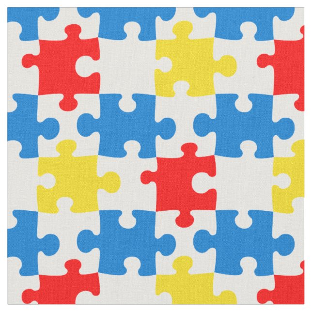 Lebendiges buntes Puzzle-Teil-Muster Stoff (Nahaufnahme)