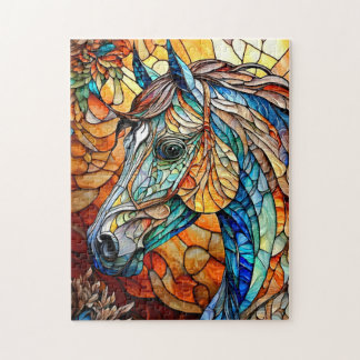 Lebendiges Buntglas-Pferd 25 Puzzle