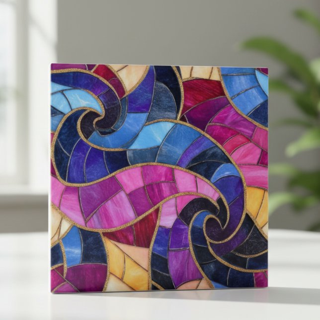 Lebendiges Buntglas-Swirbel-Mosaik Fliese (Von Creator hochgeladen)