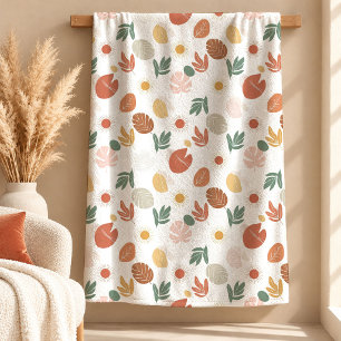 Lebendiges Burgunder-Rot Boho-Blatt-Blanket-Design Fleecedecke