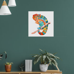 Lebendiges Chamäleon in Aquarell Poster