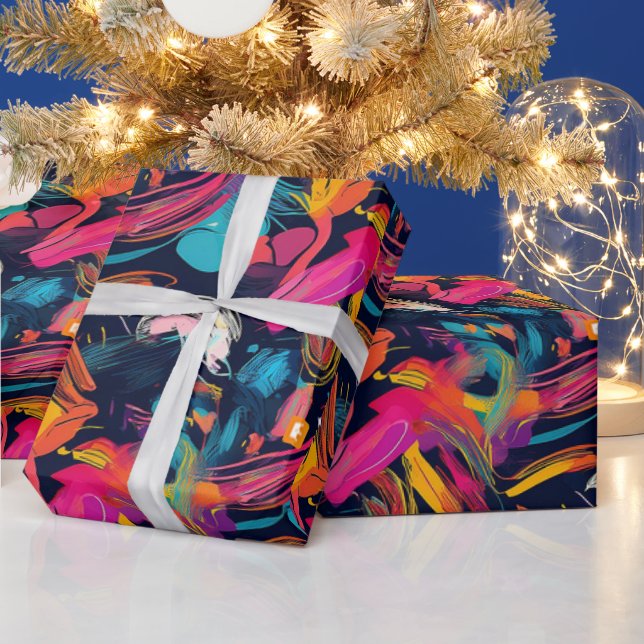 Lebendiges Chaos-Spritz-Graffiti Geschenkpapier (Feiertage)