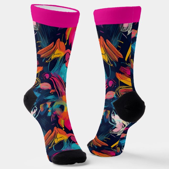 Lebendiges Chaos-Spritz-Graffiti Socken (Gewinkelt)