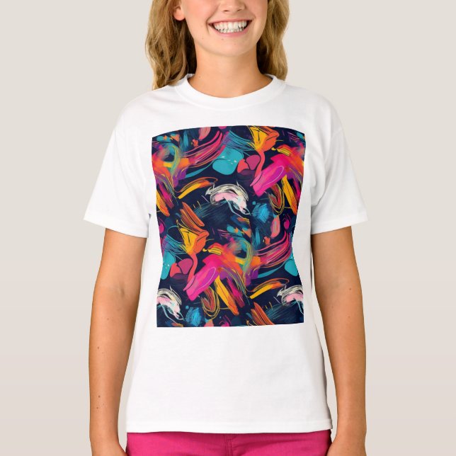 Lebendiges Chaos-Spritz-Graffiti T-Shirt (Vorderseite)