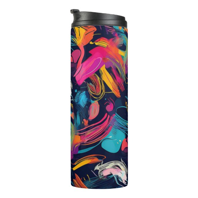 Lebendiges Chaos-Spritz-Graffiti Thermosbecher (Nach rechts gedreht)