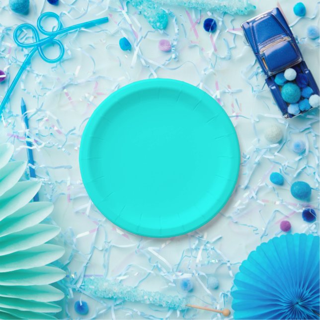 Lebendiges Cyan Pappteller (Party)
