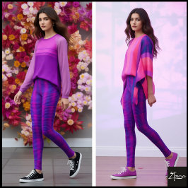 Lebendiges Cyber-Rosa-Blau-Karo Leggings