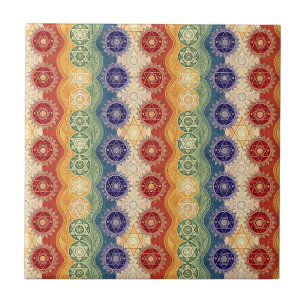 Lebendiges Energie-Chakra-Mandala-Designmuster-Kun Fliese