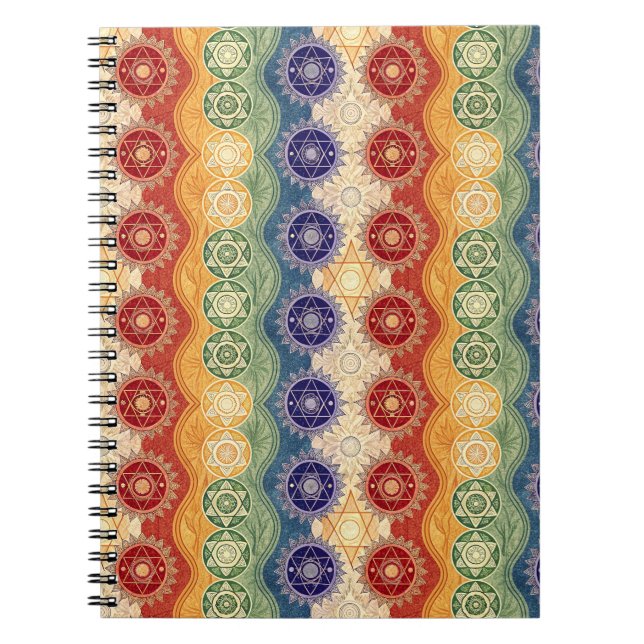 Lebendiges Energie-Chakra-Mandala-Designmuster-Kun Notizblock (Vorderseite)