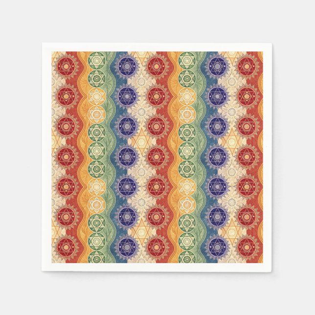 Lebendiges Energie-Chakra-Mandala-Designmuster-Kun Serviette (Vorderseite)
