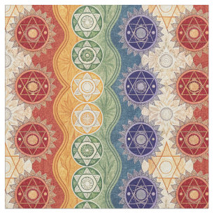 Lebendiges Energie-Chakra-Mandala-Designmuster-Kun Stoff