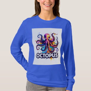 Lebendiges Farb-Splash-Oktopus-Art-T-Shirt Moder T-Shirt