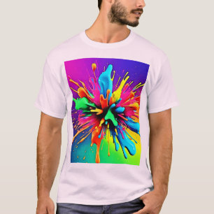 Lebendiges Farbexplosions-Design T-Shirt