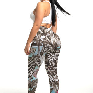 Lebendiges Farbige Gemischte Zebra Dschungel Muste Leggings
