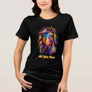 Lebendiges Farbige Pop-Art-Pferdportrait-T-Shirt Tri-Blend Shirt