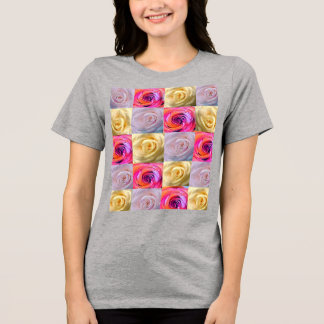 Lebendiges Farbige Rose Foto-Raster Grafik-T-Shirt Tri-Blend Shirt