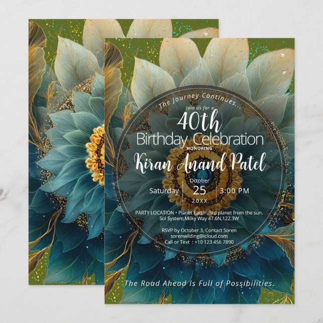 Lebendiges Feld | Florales Mandala Einladung (Vorne/Hinten)