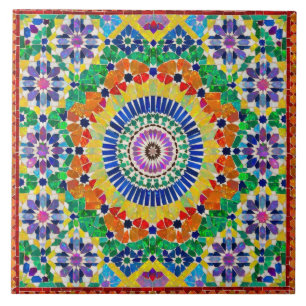 Lebendiges Feueropal-Marokkanisches Zellij-Mosaikm Fliese